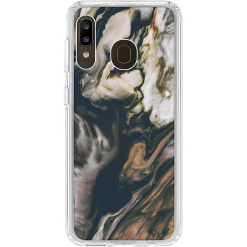 Copper and Black Marble Ink Galaxy A20 Clear Case