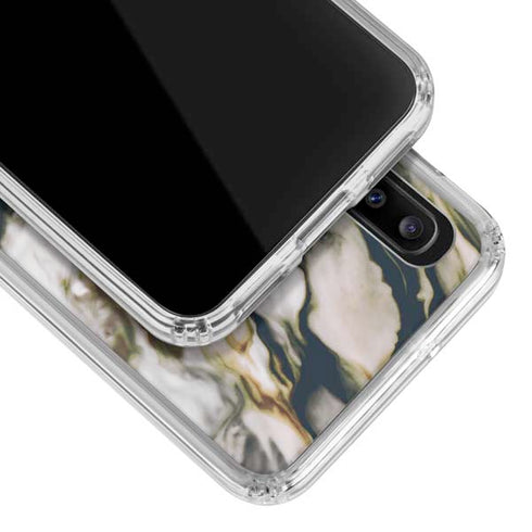Copper and Black Marble Ink Galaxy A20 Clear Case