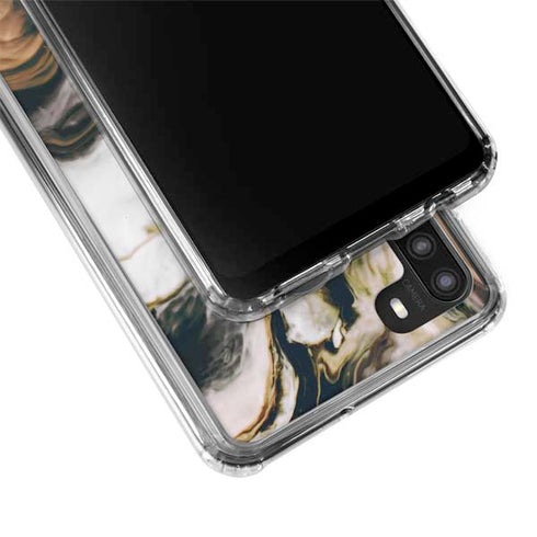 Copper and Black Marble Ink Galaxy A21 Clear Case