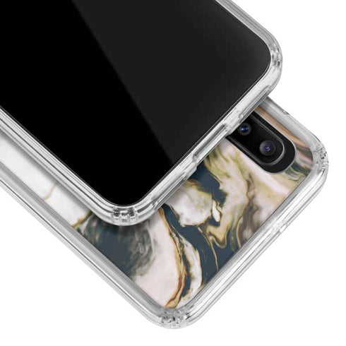 Copper and Black Marble Ink Galaxy A30 Clear Case