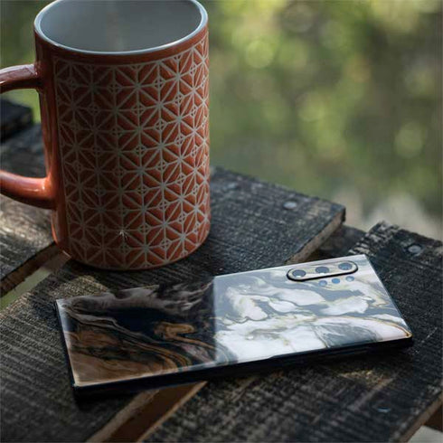 Copper and Black Marble Ink Galaxy Note 10 Plus Skin