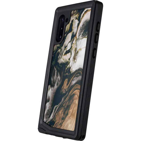 Copper and Black Marble Ink Galaxy Note 10 Waterproof Case
