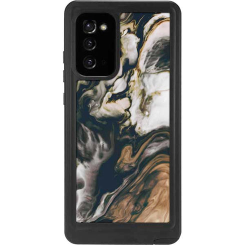 Copper and Black Marble Ink Galaxy Note20 5G Waterproof Case