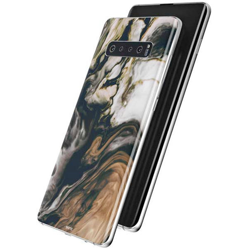 Copper and Black Marble Ink Galaxy S10 Plus Skin