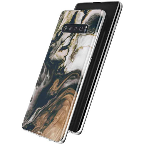 Copper and Black Marble Ink Galaxy S10 Skin