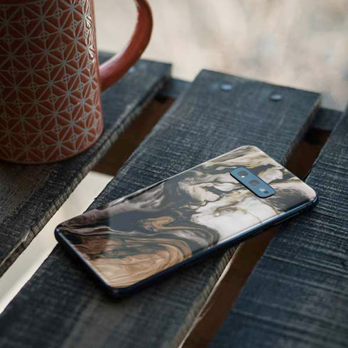 Copper and Black Marble Ink Galaxy S10e Skin