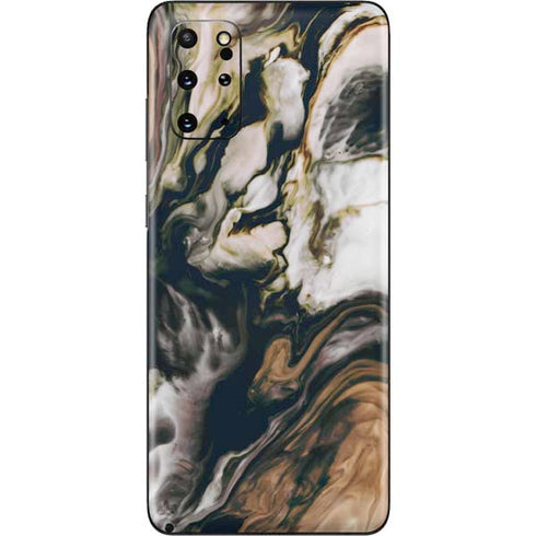 Copper and Black Marble Ink Galaxy S20 Plus Skin