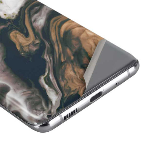 Copper and Black Marble Ink Galaxy S20 Plus Skin