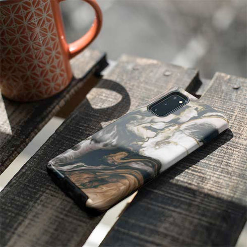 Copper and Black Marble Ink Galaxy S20 Pro Case