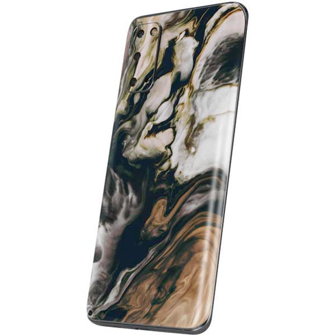 Copper and Black Marble Ink Galaxy S20 Skin