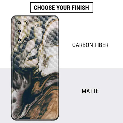 Copper and Black Marble Ink Galaxy S20 Skin