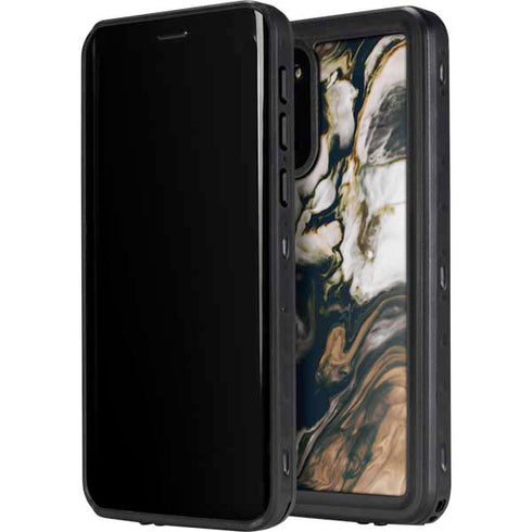 Copper and Black Marble Ink Galaxy S20 Waterproof Case