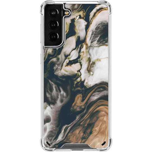 Copper and Black Marble Ink Galaxy S21 Plus 5G Clear Case