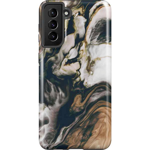 Copper and Black Marble Ink Galaxy S21 Plus 5G Pro Case