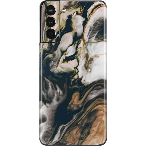 Copper and Black Marble Ink Galaxy S21 Plus 5G Skin