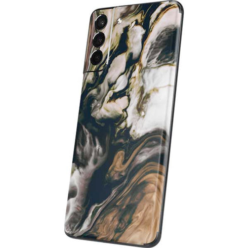 Copper and Black Marble Ink Galaxy S21 Plus 5G Skin