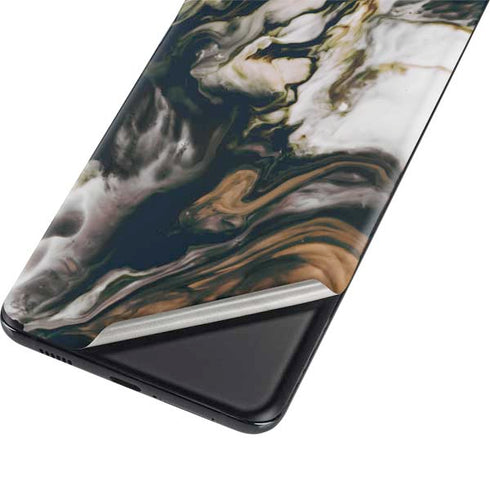 Copper and Black Marble Ink Galaxy S21 Plus 5G Skin