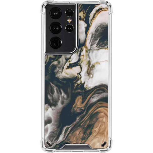 Copper and Black Marble Ink Galaxy S21 Ultra 5G Clear Case