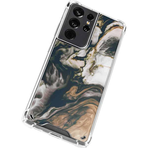Copper and Black Marble Ink Galaxy S21 Ultra 5G Clear Case