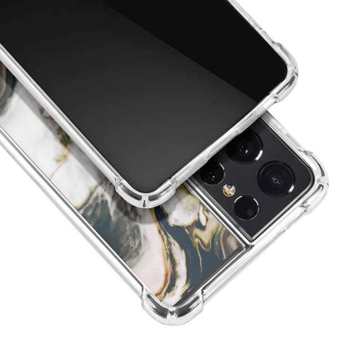 Copper and Black Marble Ink Galaxy S21 Ultra 5G Clear Case