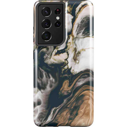 Copper and Black Marble Ink Galaxy S21 Ultra 5G Pro Case