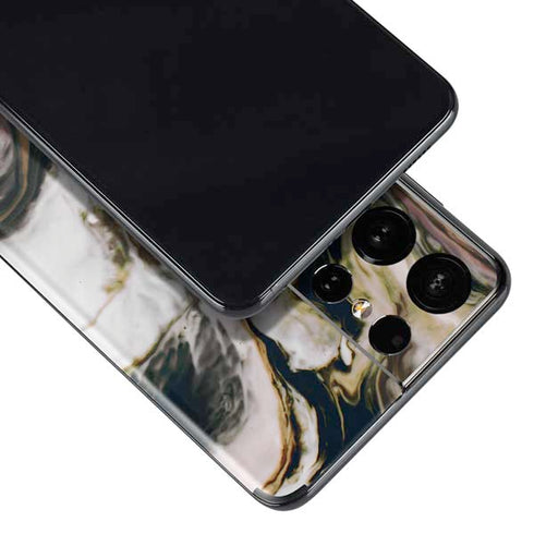 Copper and Black Marble Ink Galaxy S21 Ultra 5G Skin