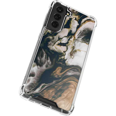 Copper and Black Marble Ink Galaxy S22 Plus Clear Case