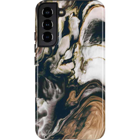 Copper and Black Marble Ink Galaxy S22 Plus Pro Case