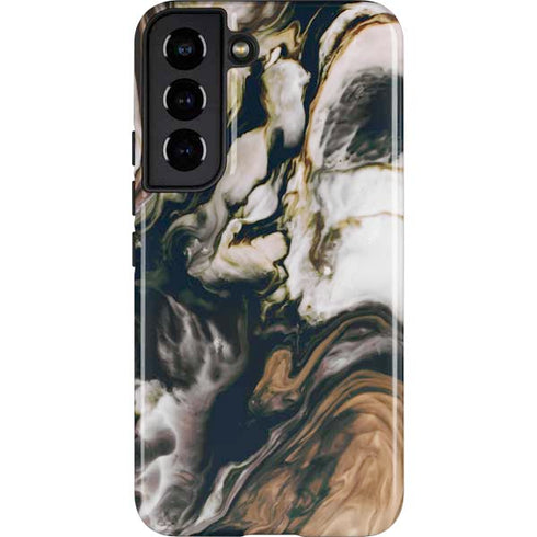 Copper and Black Marble Ink Galaxy S22 Pro Case