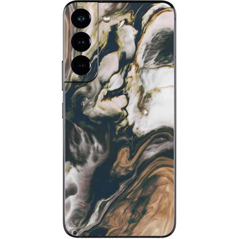Copper and Black Marble Ink Galaxy S22 Skin