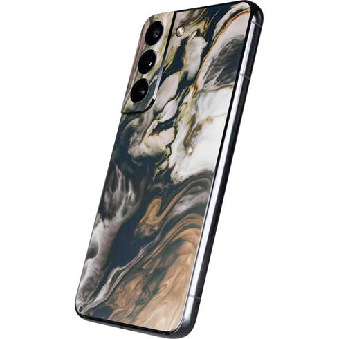 Copper and Black Marble Ink Galaxy S22 Skin