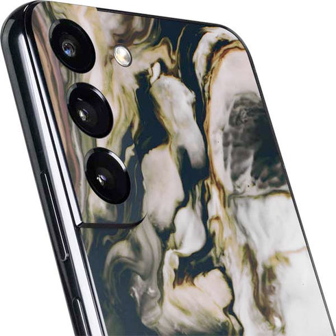 Copper and Black Marble Ink Galaxy S22 Skin