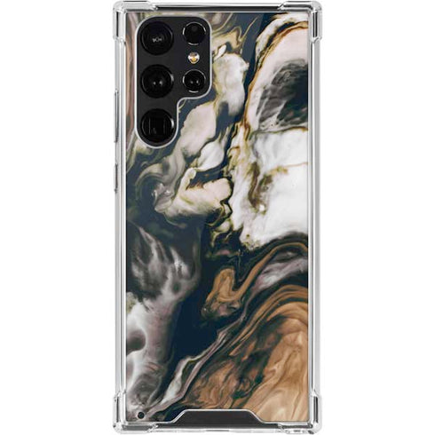 Copper and Black Marble Ink Galaxy S22 Ultra Clear Case
