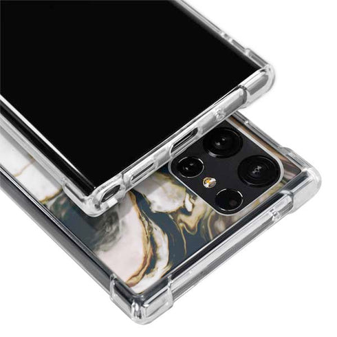 Copper and Black Marble Ink Galaxy S22 Ultra Clear Case