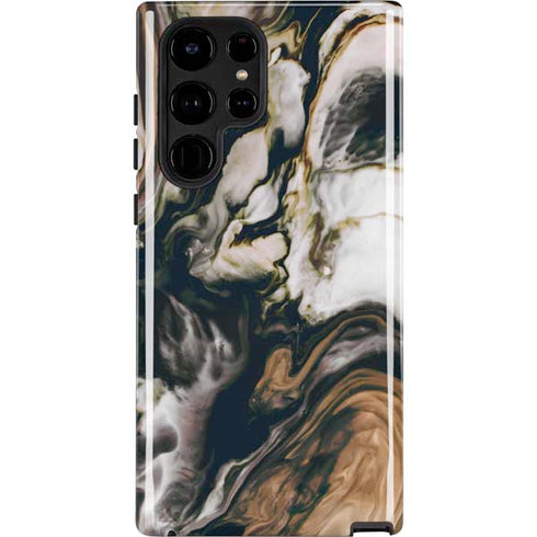 Copper and Black Marble Ink Galaxy S22 Ultra Pro Case