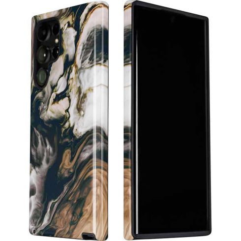 Copper and Black Marble Ink Galaxy S22 Ultra Pro Case