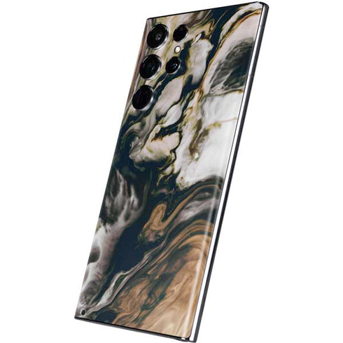 Copper and Black Marble Ink Galaxy S22 Ultra Skin