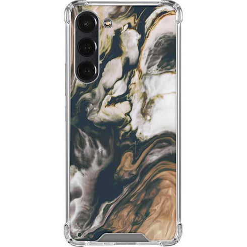 Copper and Black Marble Ink Galaxy S23 Plus Clear Case