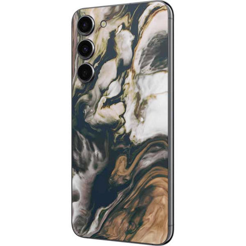 Copper and Black Marble Ink Galaxy S23 Plus Skin