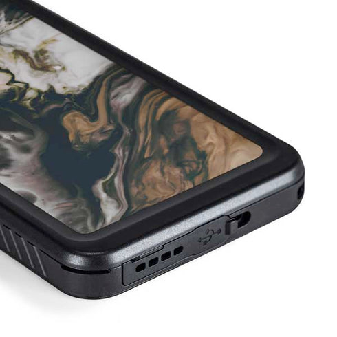 Copper and Black Marble Ink Galaxy S23 Plus Waterproof Case