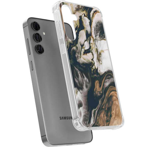 Copper and Black Marble Ink Galaxy S24 Plus Clear Case