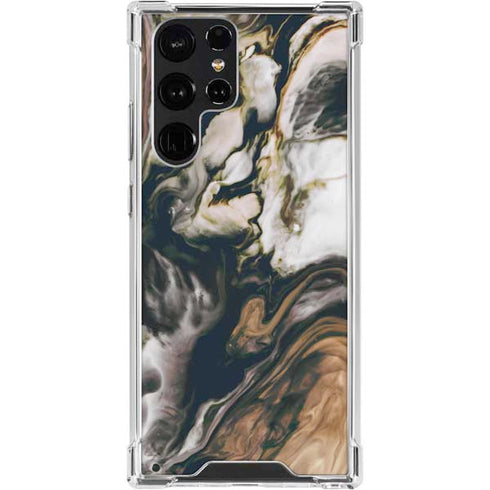 Copper and Black Marble Ink Galaxy S24 Ultra Clear Case