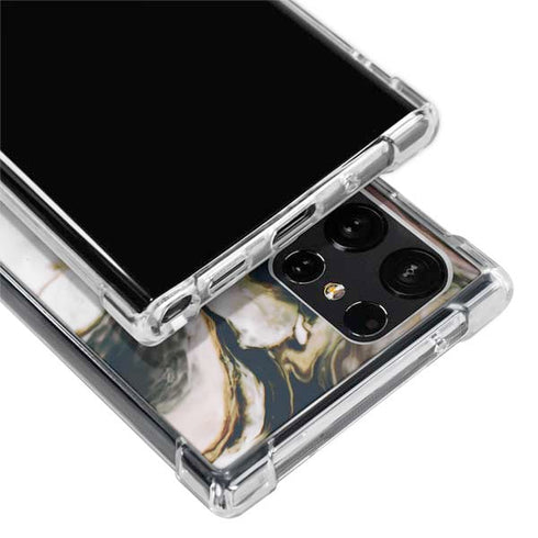 Copper and Black Marble Ink Galaxy S24 Ultra Clear Case