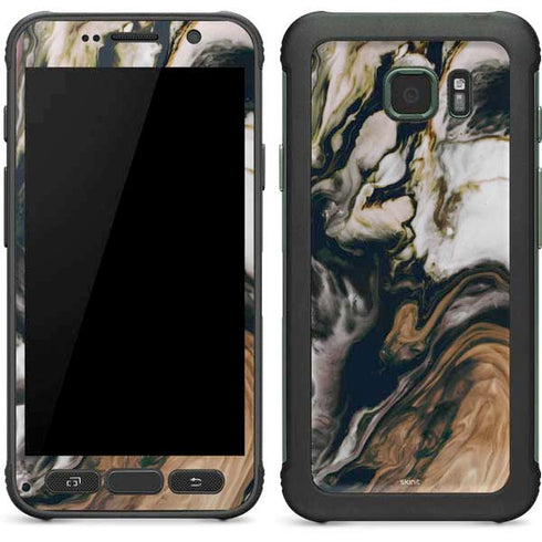 Copper and Black Marble Ink Galaxy S7 Active Skin
