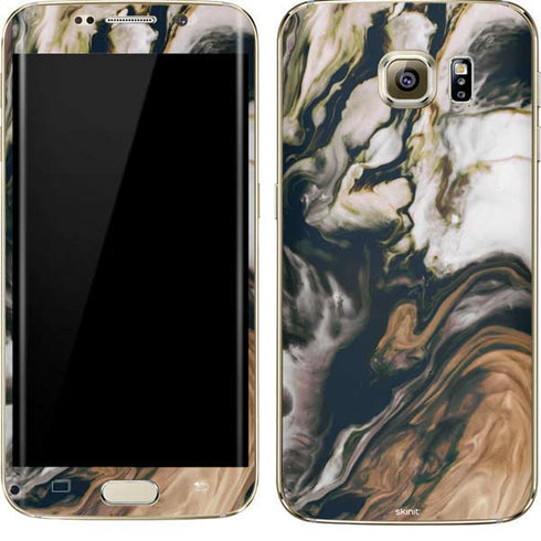 Copper and Black Marble Ink Galaxy S7 Edge Skin