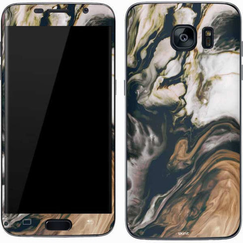 Copper and Black Marble Ink Galaxy S7 Skin