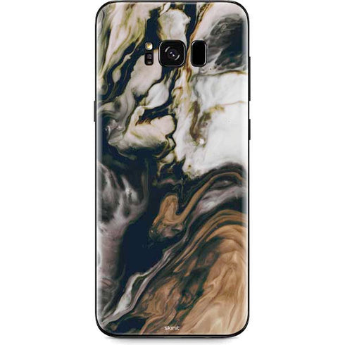 Copper and Black Marble Ink Galaxy S8 Plus Skin