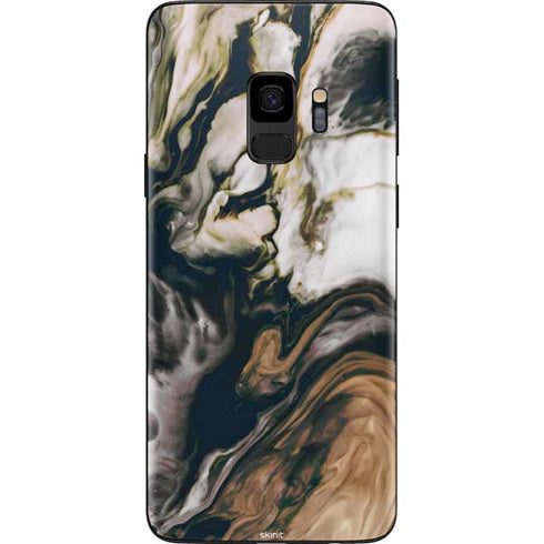 Copper and Black Marble Ink Galaxy S9 Skin