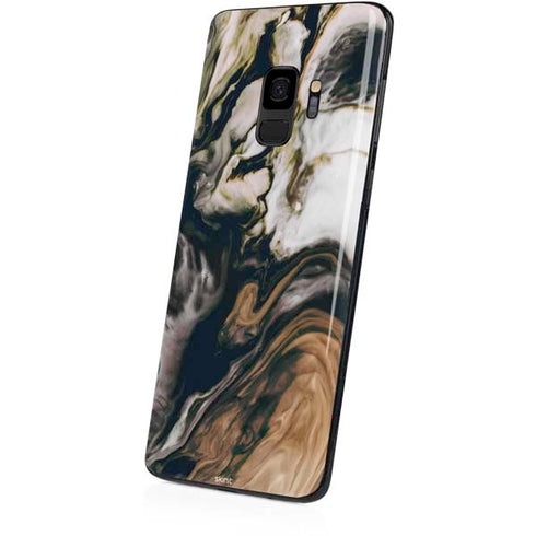 Copper and Black Marble Ink Galaxy S9 Skin
