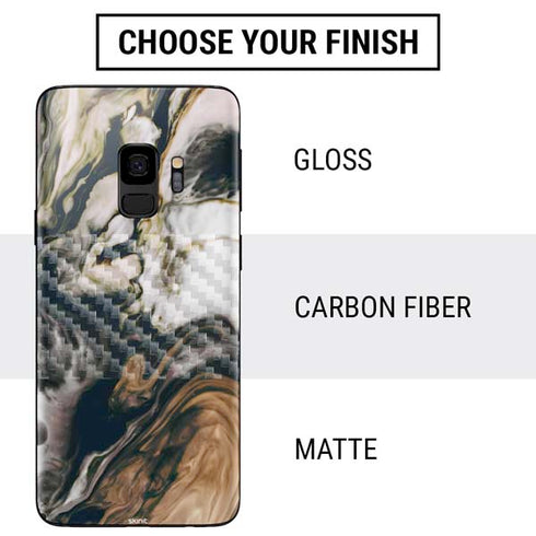 Copper and Black Marble Ink Galaxy S9 Skin
